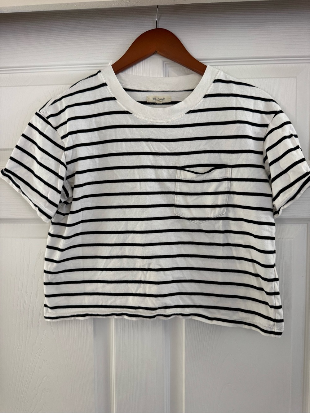 Madewell Stripped Cropped Pocket Tee